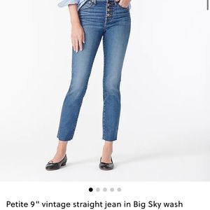 NWT JCrew 9” vintage straight jean petite